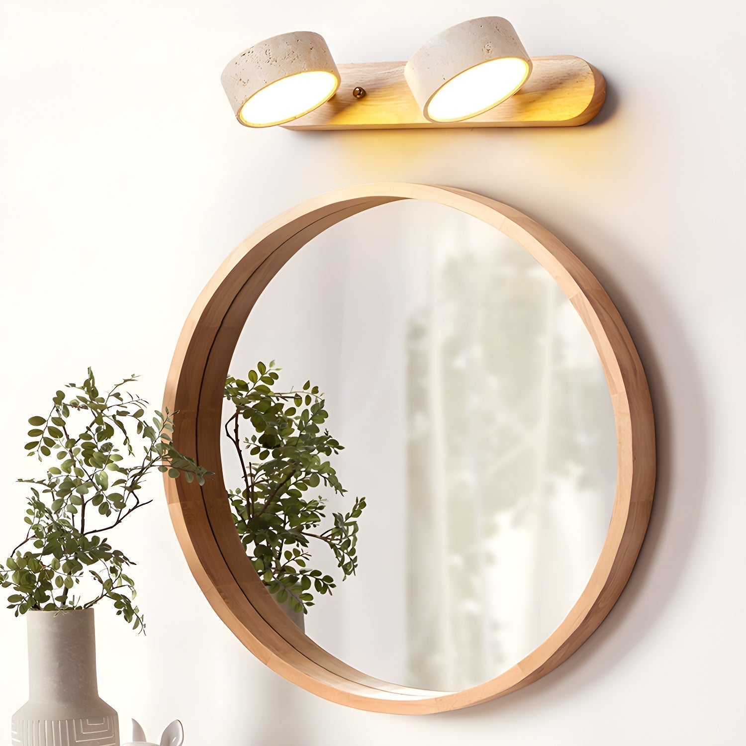 Zinzo Applique – Travertino & Metallo – Luce Calda – Moderna