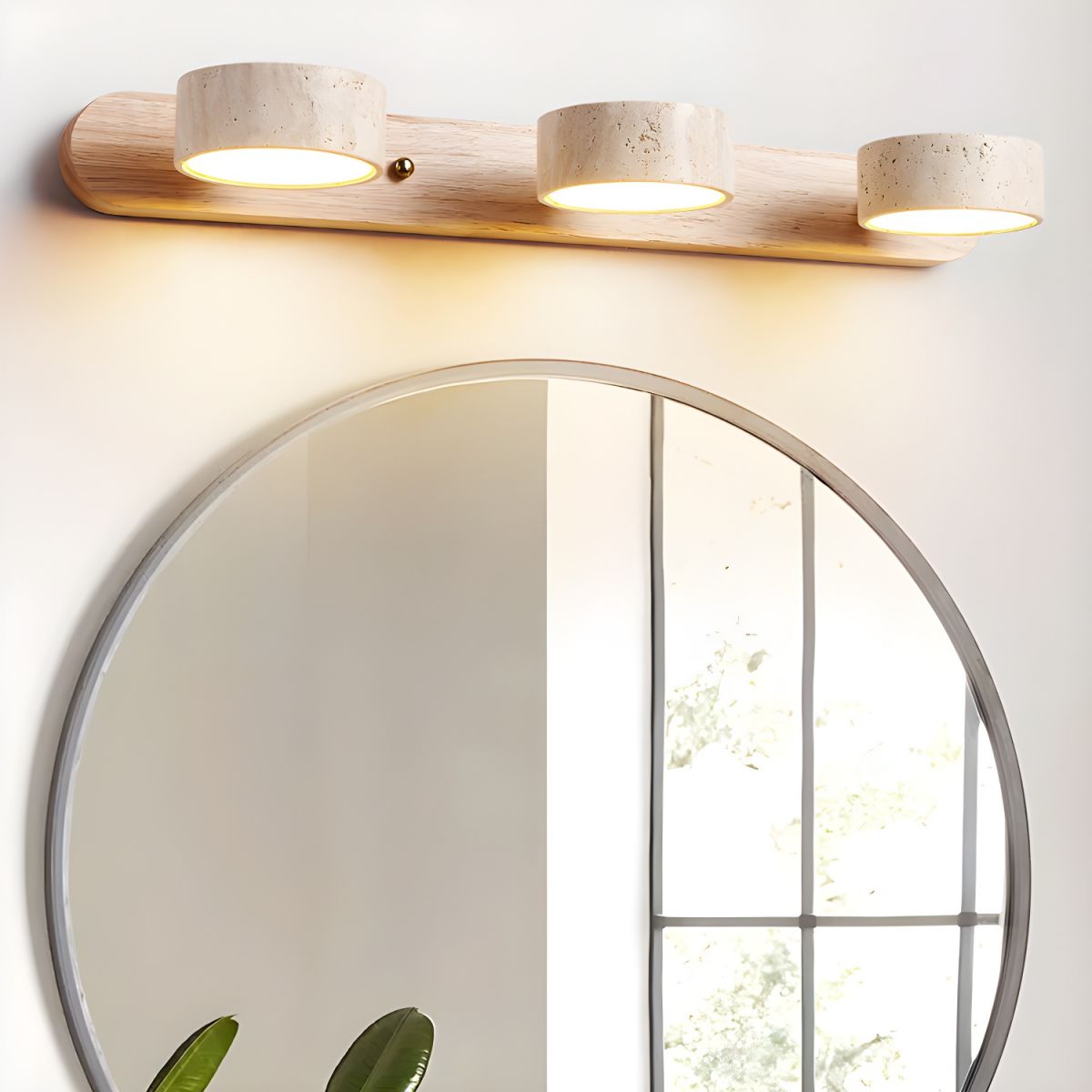 Zinzo Applique – Travertino & Metallo – Luce Calda – Moderna