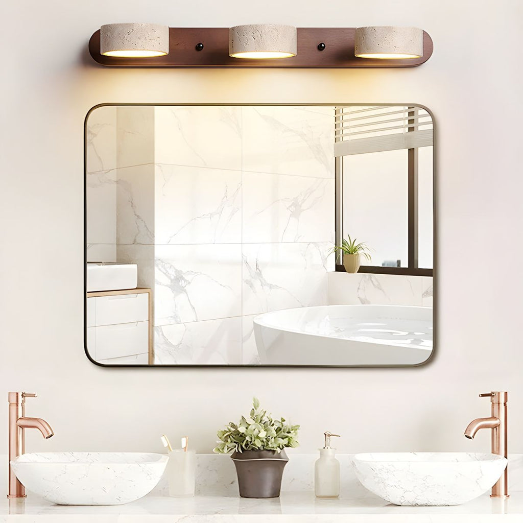Zinzo Applique – Travertino & Metallo – Luce Calda – Moderna