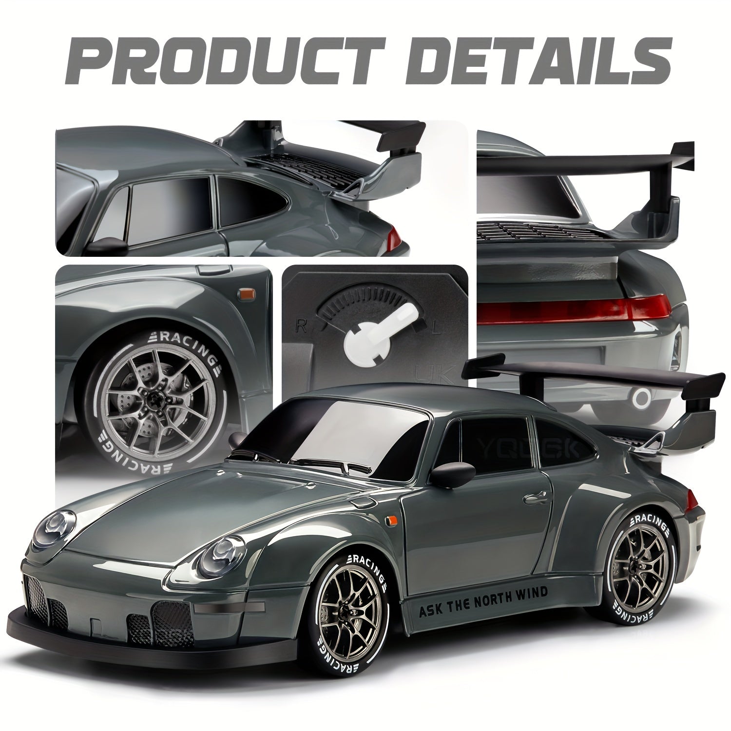 Ultimate 1:24 RC Driftcar con ruote LED – Giocattolo da corsa ricaricabile 4WD