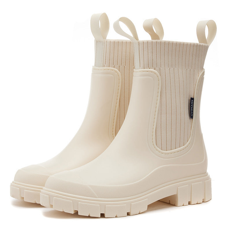 Stivali di Gomma Impermeabili per Donna | Plateau Aumentante & Suola Antiscivolo in PVC