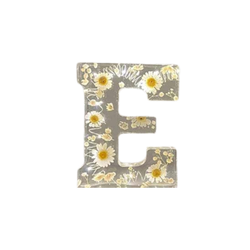 Sandsberg | Luce notturna in resina con fiori | Lampada decorativa a forma di lettera