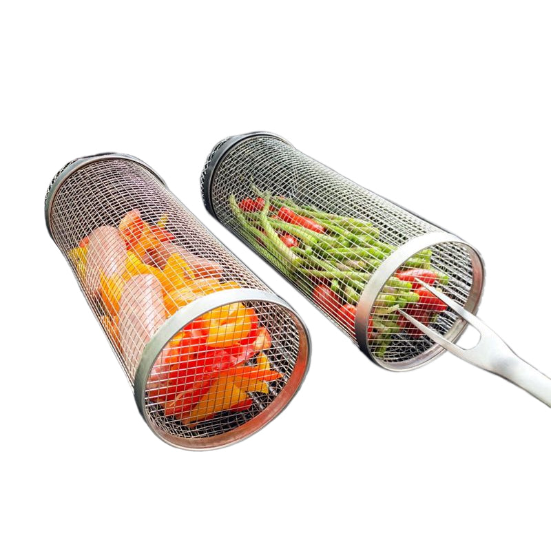GrillMaster – Cestello per BBQ in Acciaio Inossidabile a 360° | 1+1 GRATIS | Cottura Uniforme senza Bruciature | Ideale per Carne, Verdure & Affumicatura