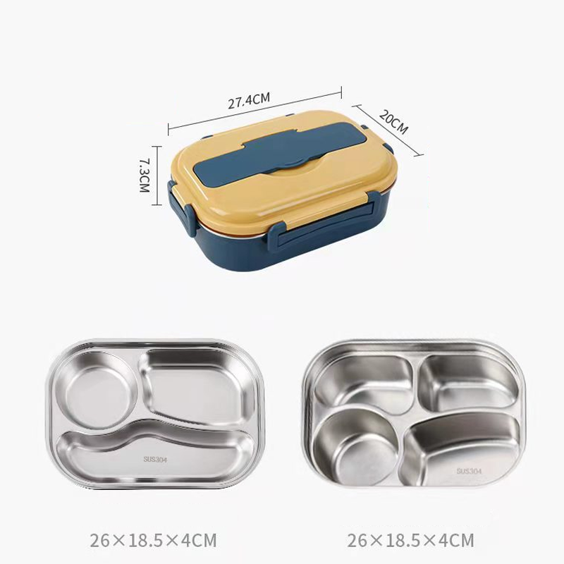 Thermo-Lunchbox in acciaio inossidabile – interno in acciaio inossidabile – 3 o 4 scomparti con ciotola per zuppa – Orologio da parete
