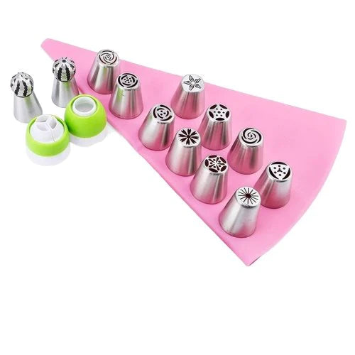 BeautyBake™ Set di Sac à Poche | 14 Pezzi | Decorazione Professionale per Torte | Acciaio Inox & Silicone