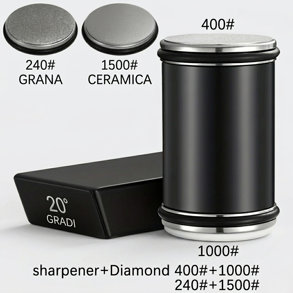 Affilacoltelli Pietra Diamantata Set Guida Angolo Magnetica