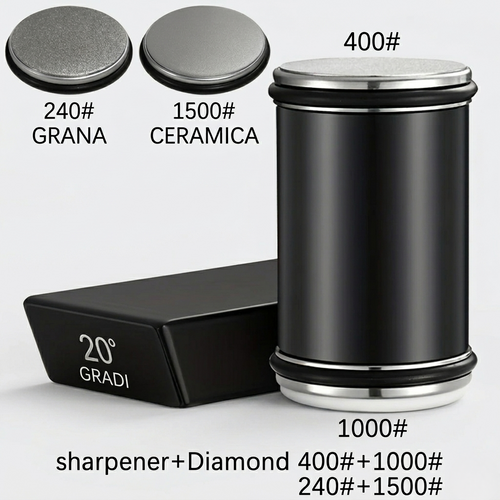 Affilacoltelli Pietra Diamantata Set Guida Angolo Magnetica