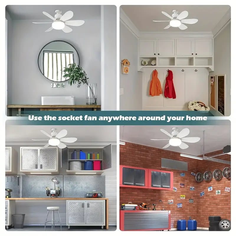 LuxeBreeze Ventilatore a Soffitto Portatile & Luce | Elegante soluzione 2-in-1 con telecomando per comfort e stile