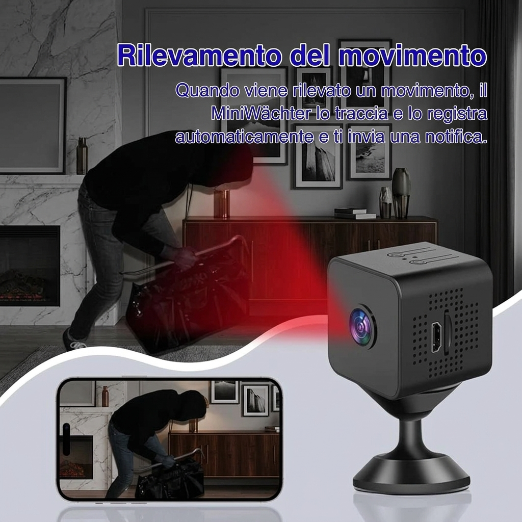 Mini Telecamera WiFi Interno Esterno Senza Fili HD