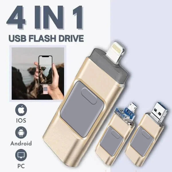 Sandsberg | Chiavetta USB 4-in-1 | Memoria ad alta velocità con connessione multipla