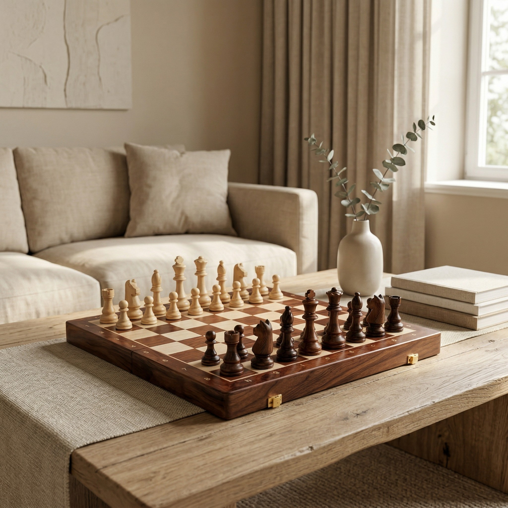 Set di Scacchi in Legno di Noce Artigianale Scacchiera Premium con Custodia Integrata
