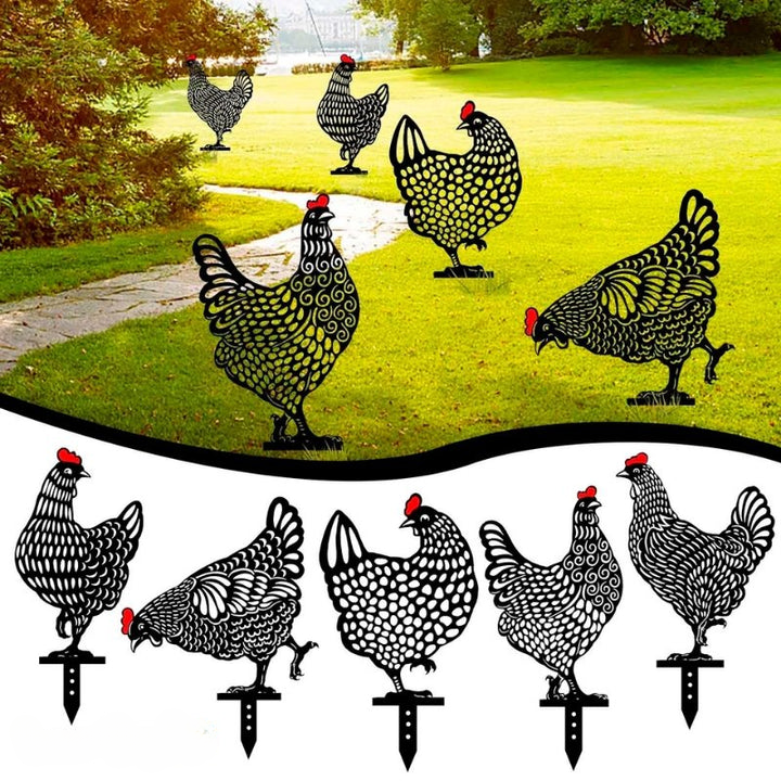 HappyChicken - Decorazione da Giardino con Galline - Set di 5