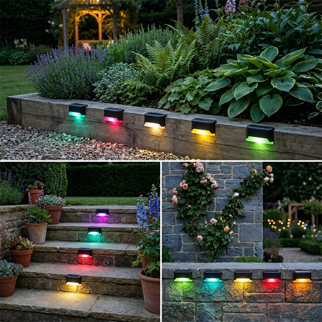 Luci Solari per Scale LED Senza Fili Autoadesive Impermeabili per Esterni Giardino