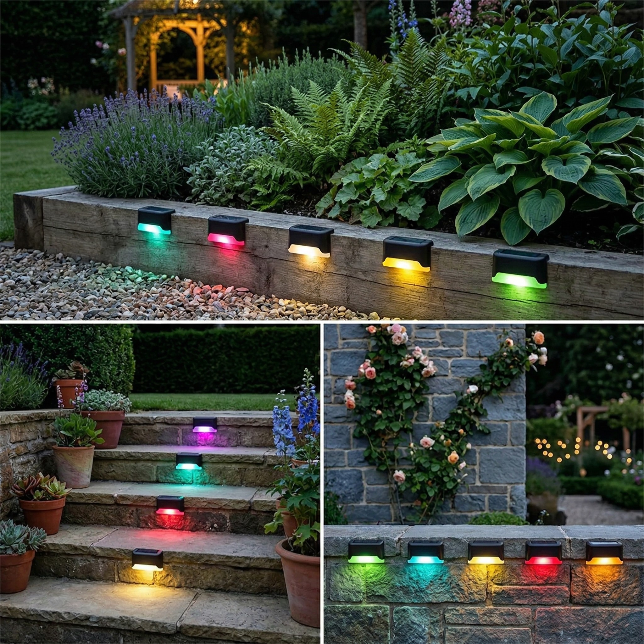 Luci Solari per Scale LED Senza Fili Autoadesive Impermeabili per Esterni Giardino
