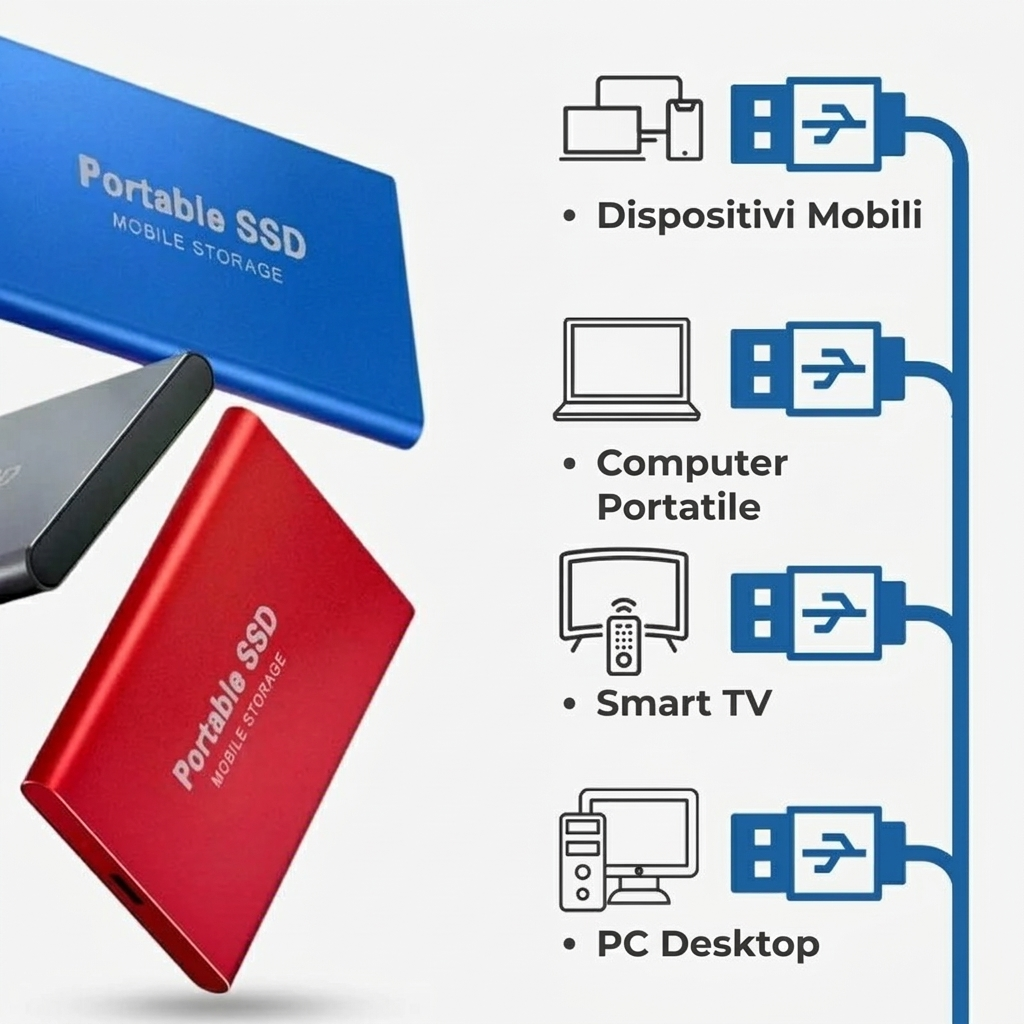 SSD Esterno Portatile USB Memoria Dati Alta Velocità