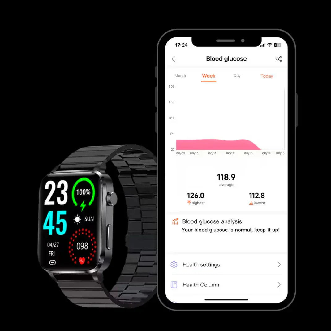 VitaSense Orologio Glucosio Tracker di Benessere Non Invasivo Monitoraggio Giornaliero dello Zucchero