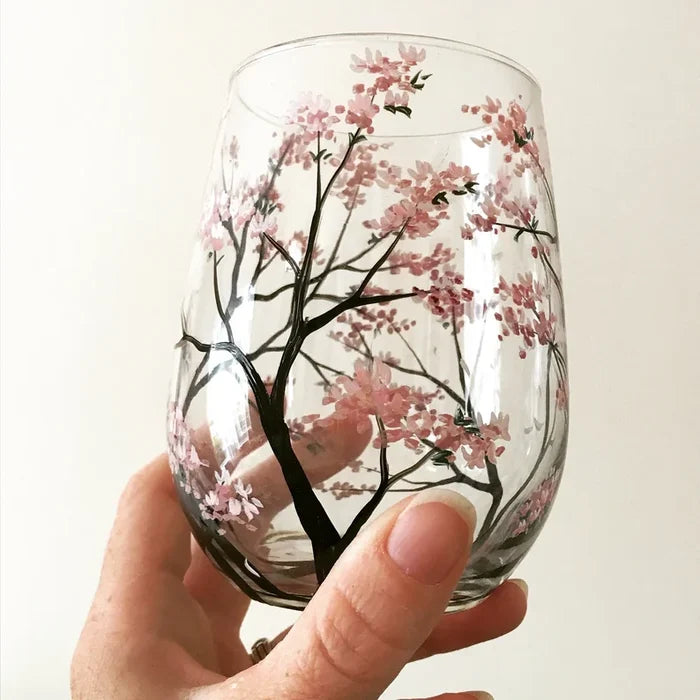 Bicchieri da Vino Albero delle Quattro Stagioni - Arte Dipinta a Mano