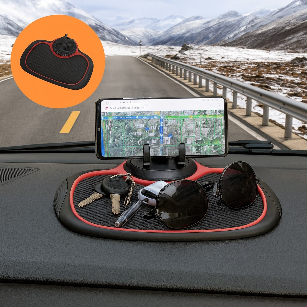 Tappetino antiscivolo per cruscotto auto | Tappetino antiscivolo con supporto per cellulare | DashGrip