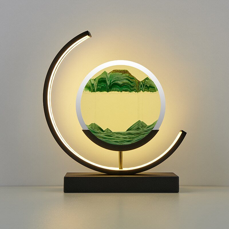 Lampada da tavolo LED Deko | Lampada di design moderna | Immagine di sabbia da girare | SandScape
