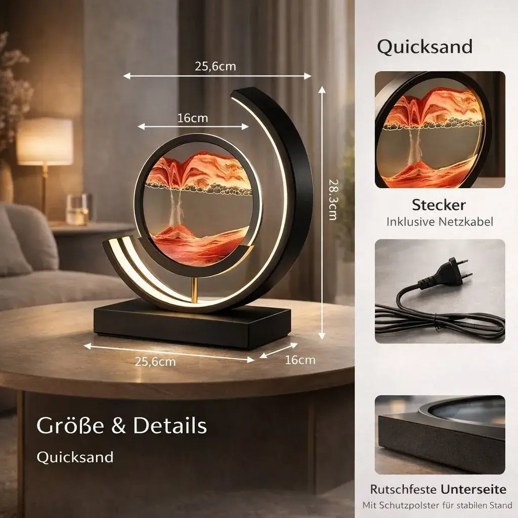 Lampada da tavolo LED Deko | Lampada di design moderna | Immagine di sabbia da girare | SandScape