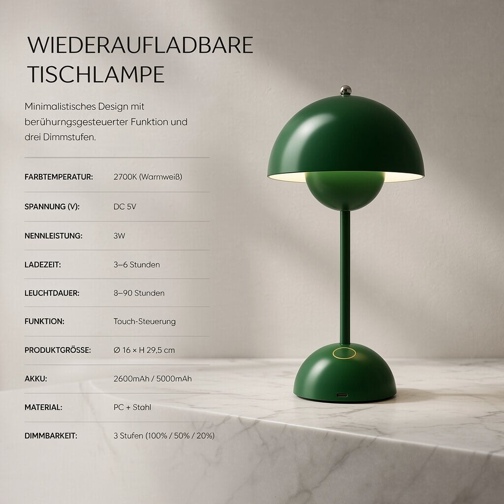 Lampada da tavolo di design | Lampada da tavolo LED | Lampada da comodino | Dimmerabile e senza fili | Lumora