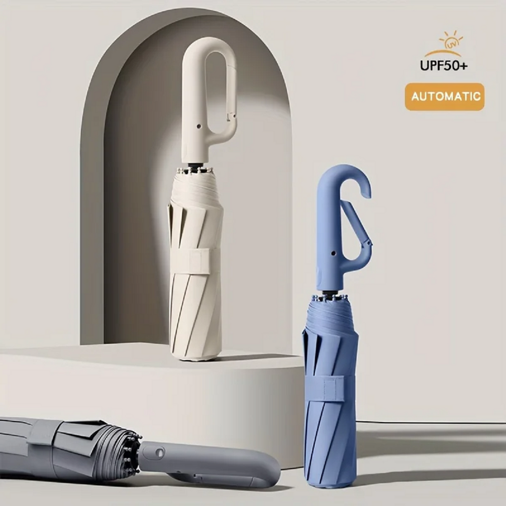 AerisGuard Ombrello Pieghevole Automatico Antivento con Manico a Fibbia per Qualsiasi Tempo