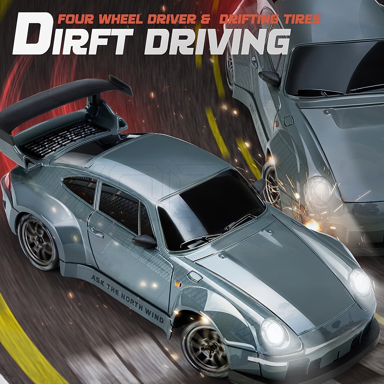 Ultimate 1:24 RC Driftcar con ruote LED – Giocattolo da corsa ricaricabile 4WD