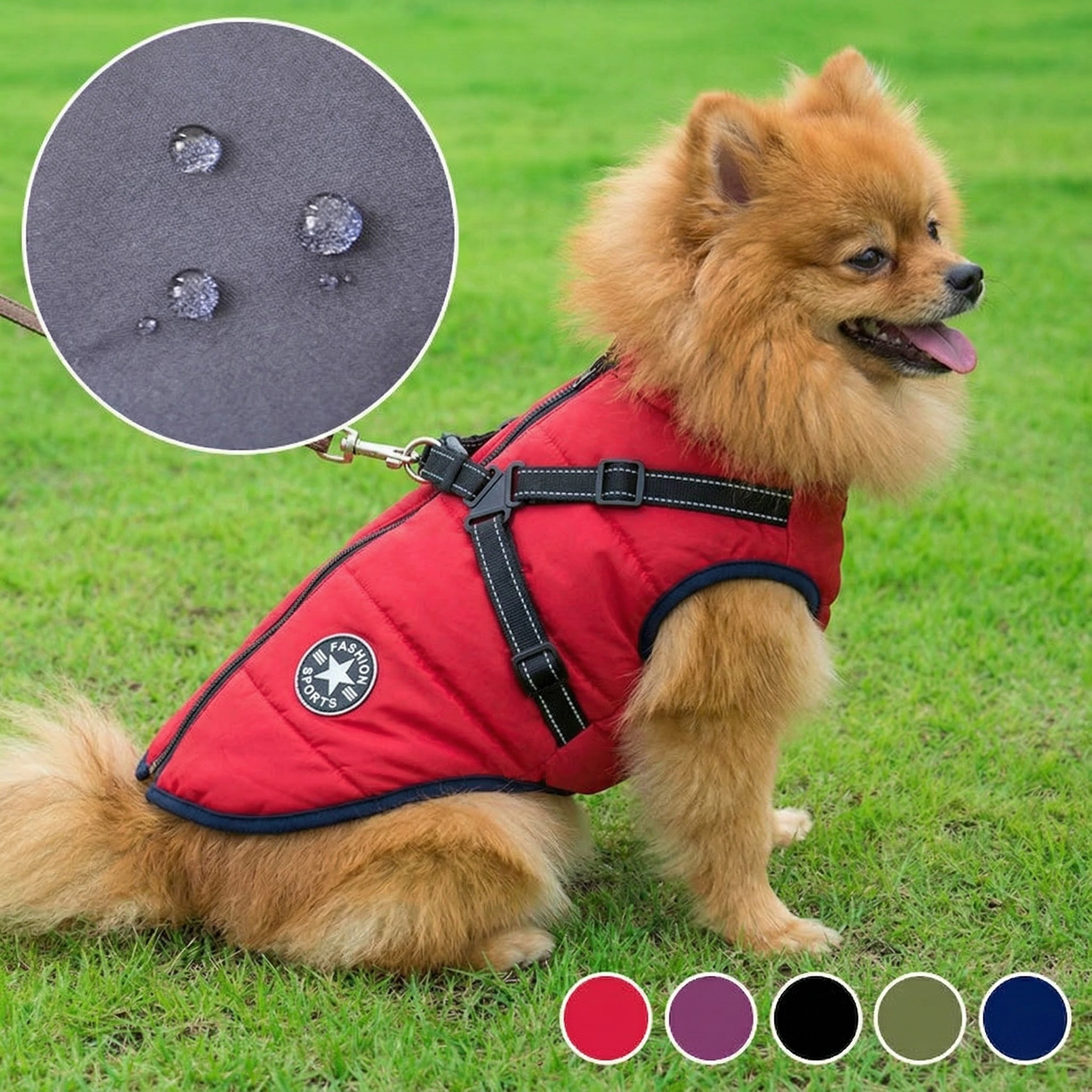 Giacca Impermeabile per Cani con Imbracatura Riflettente Regolabile per Tutte le Taglie