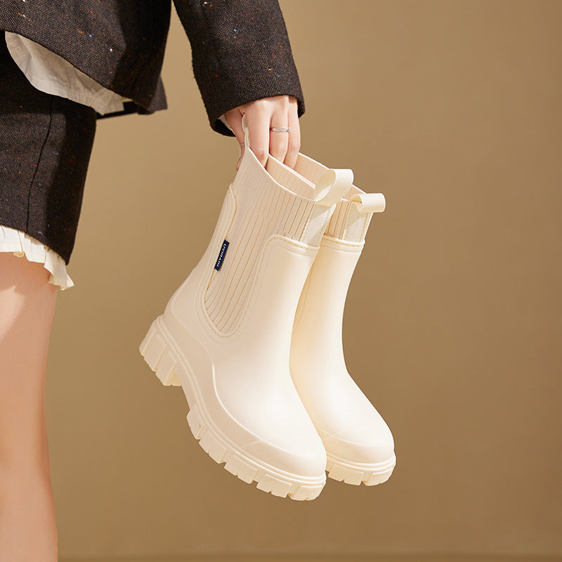 Stivali di Gomma Impermeabili per Donna | Plateau Aumentante & Suola Antiscivolo in PVC