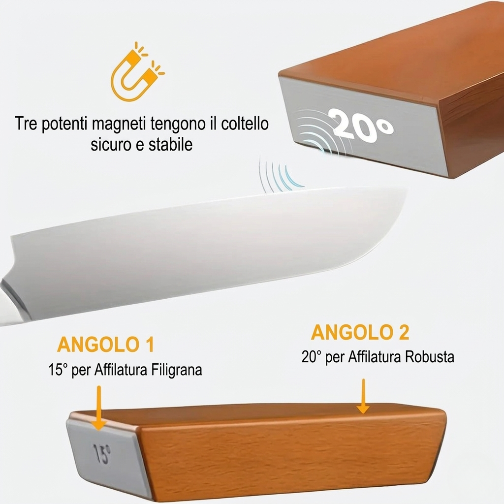 Affilacoltelli Pietra Diamantata Set Guida Angolo Magnetica