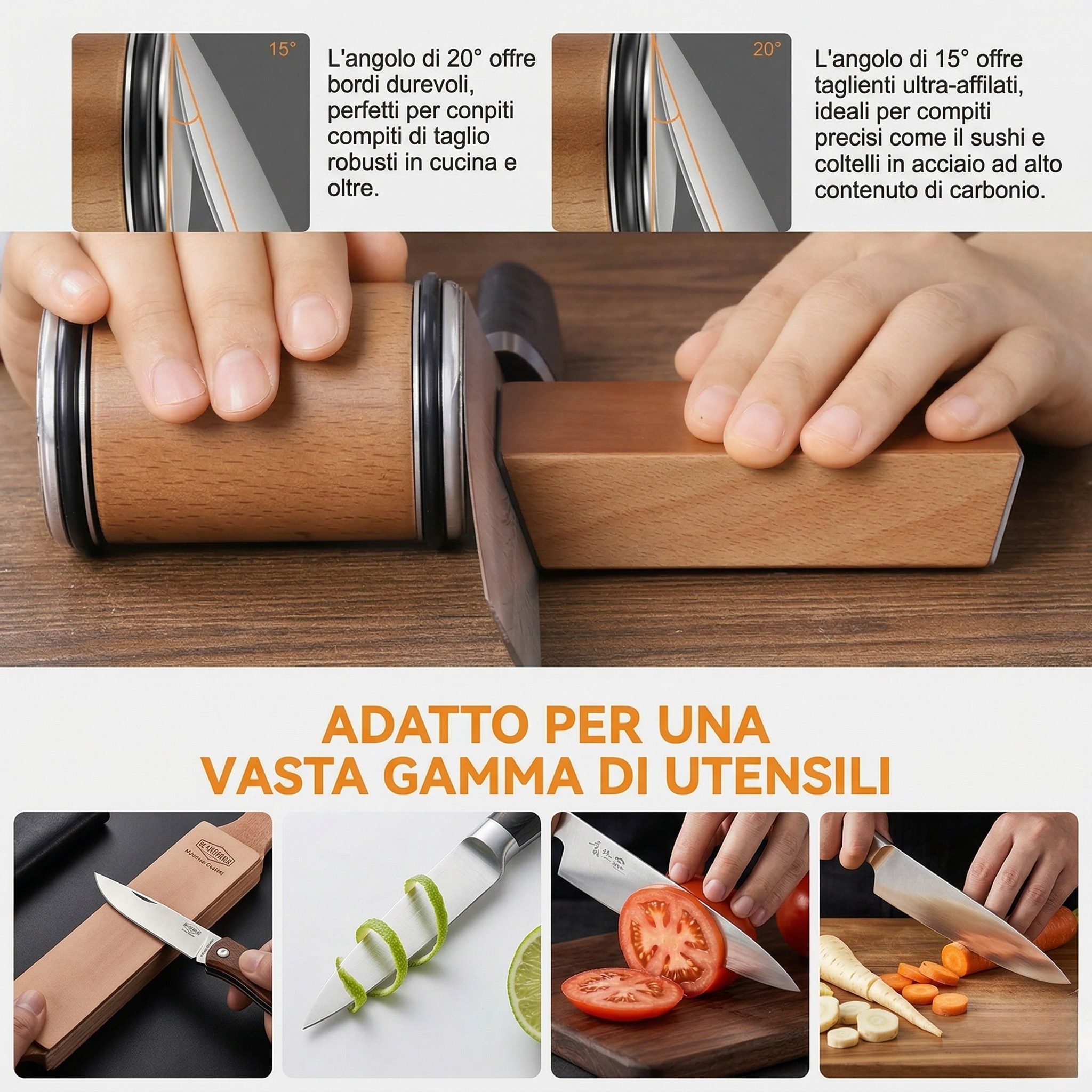Affilacoltelli Pietra Diamantata Set Guida Angolo Magnetica