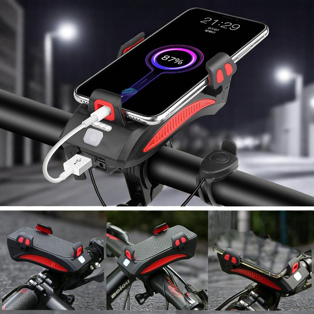 Luce per bicicletta con supporto per smartphone e powerbank | Illuminazione per bicicletta anteriore | PowerRide