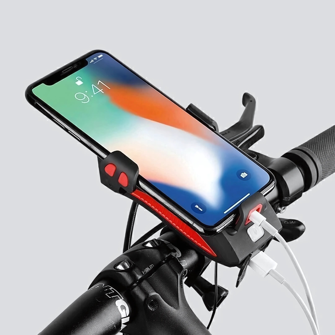 Luce per bicicletta con supporto per smartphone e powerbank | Illuminazione per bicicletta anteriore | PowerRide
