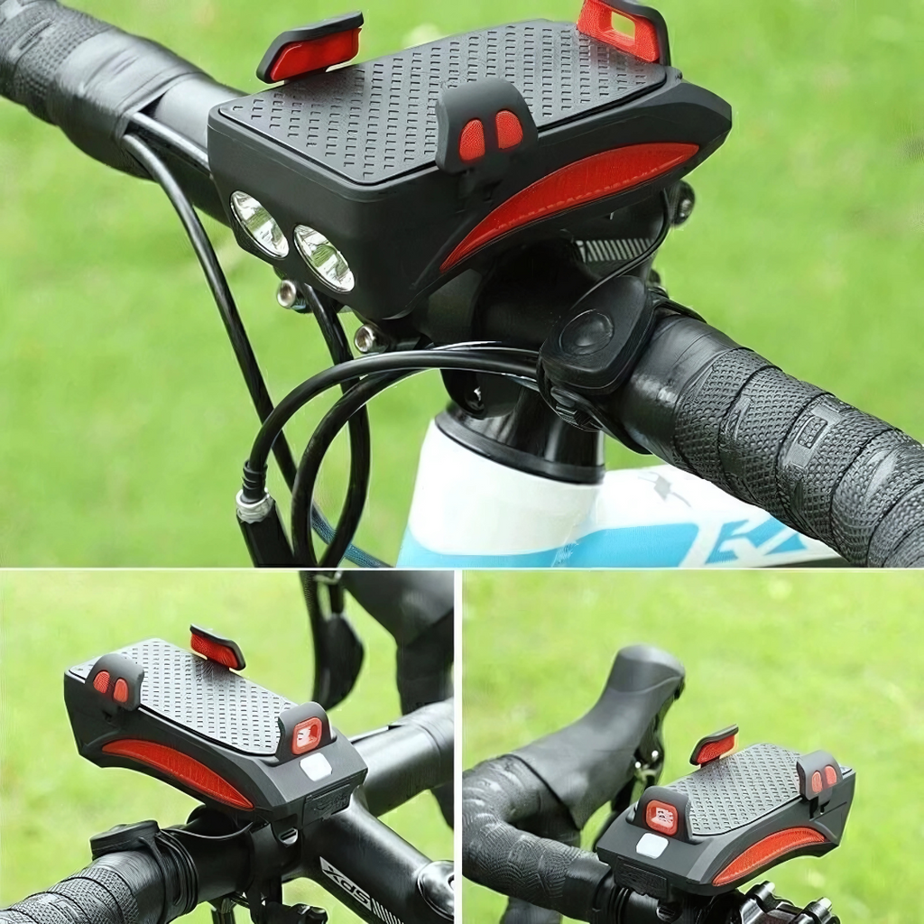 Luce per bicicletta con supporto per smartphone e powerbank | Illuminazione per bicicletta anteriore | PowerRide