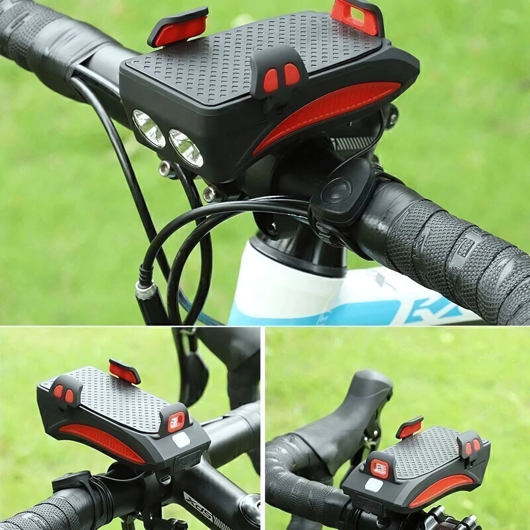Luce per bicicletta con supporto per smartphone e powerbank | Illuminazione per bicicletta anteriore | PowerRide