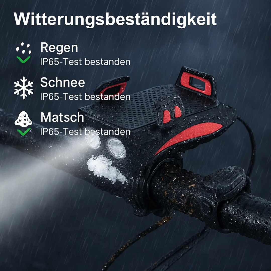 Luce per bicicletta con supporto per smartphone e powerbank | Illuminazione per bicicletta anteriore | PowerRide