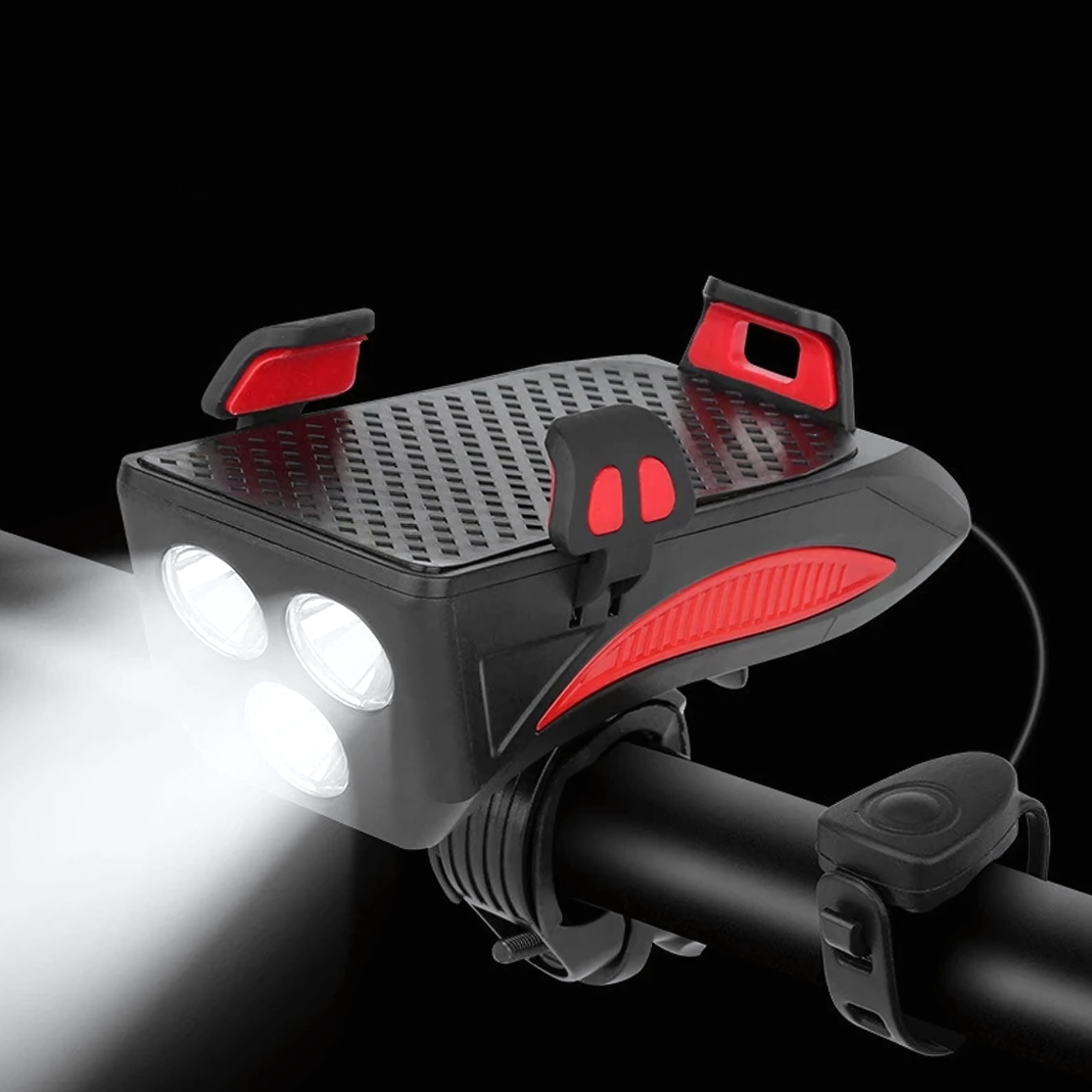 Luce per bicicletta con supporto per smartphone e powerbank | Illuminazione per bicicletta anteriore | PowerRide