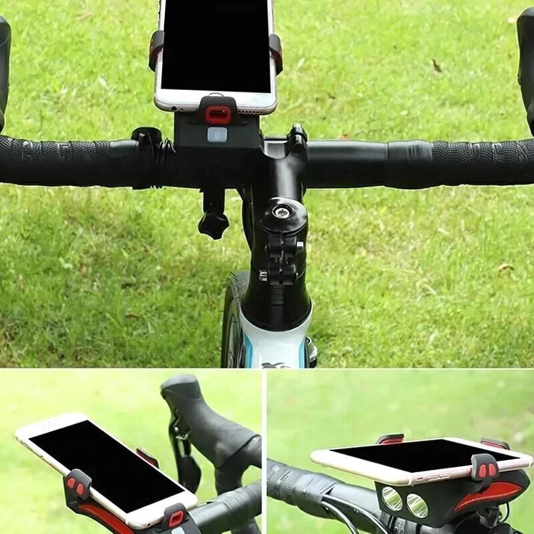 Luce per bicicletta con supporto per smartphone e powerbank | Illuminazione per bicicletta anteriore | PowerRide