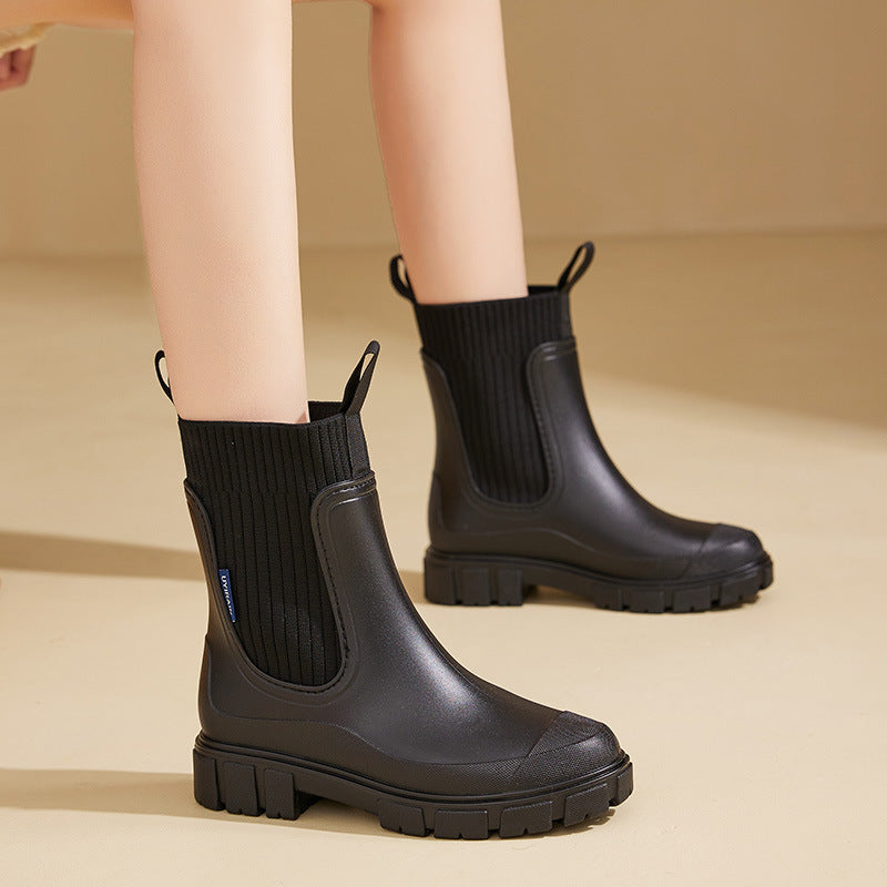 Stivali di Gomma Impermeabili per Donna | Plateau Aumentante & Suola Antiscivolo in PVC