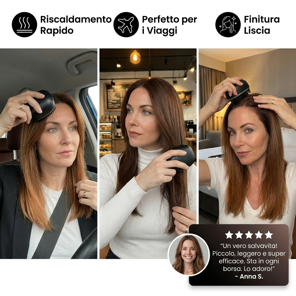 Spazzola Lisciante Senza Fili Portatile per Capelli