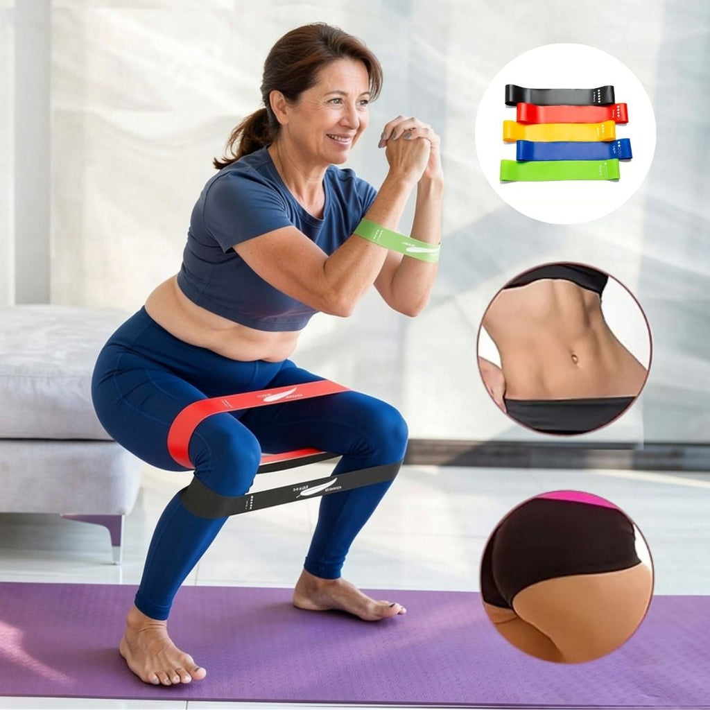Set di 5 bande elastiche fino a 25 kg | Bande di resistenza per casa | Elastici sportivi | Bandix