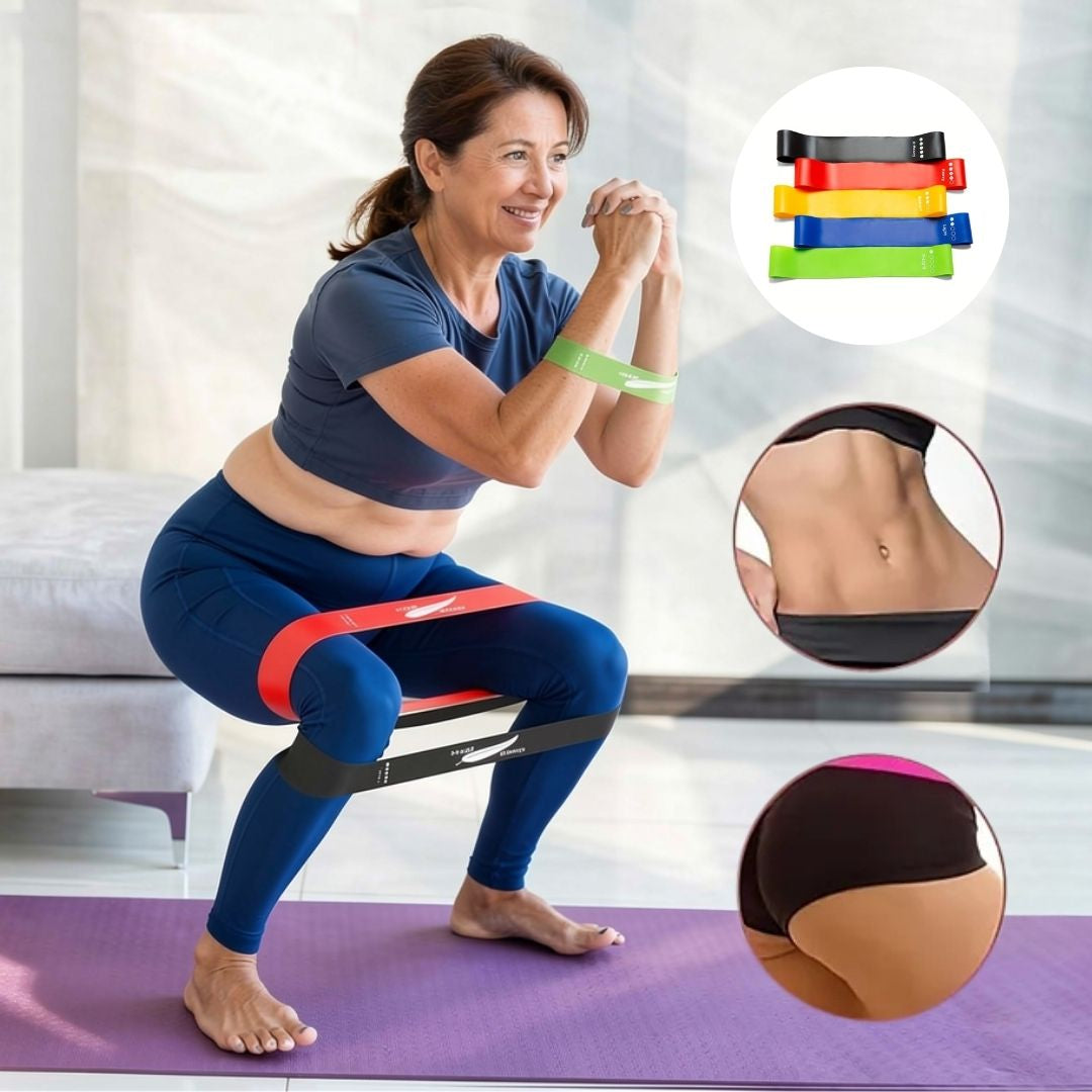 Set di 5 bande elastiche fino a 25 kg | Bande di resistenza per casa | Elastici sportivi | Bandix