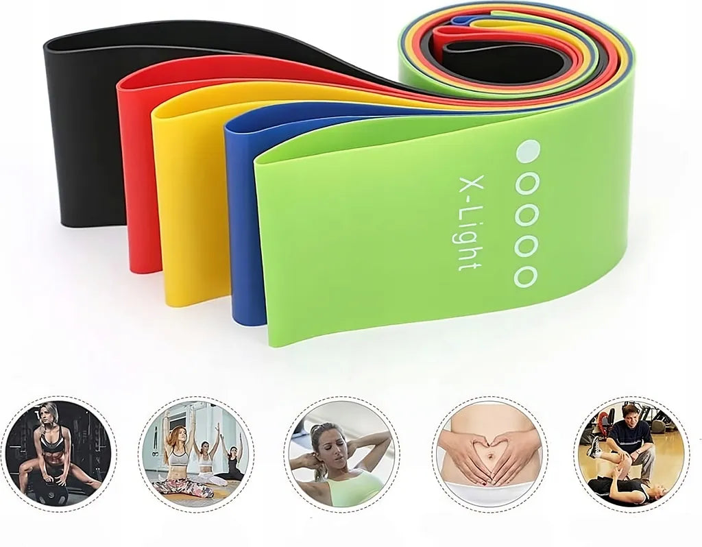 Set di 5 bande elastiche fino a 25 kg | Bande di resistenza per casa | Elastici sportivi | Bandix