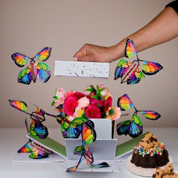 FlyingButterfly – Farfalle Volanti | Magica sorpresa per biglietti e scatole regalo | Punto culminante riutilizzabile per feste di compleanno e matrimoni