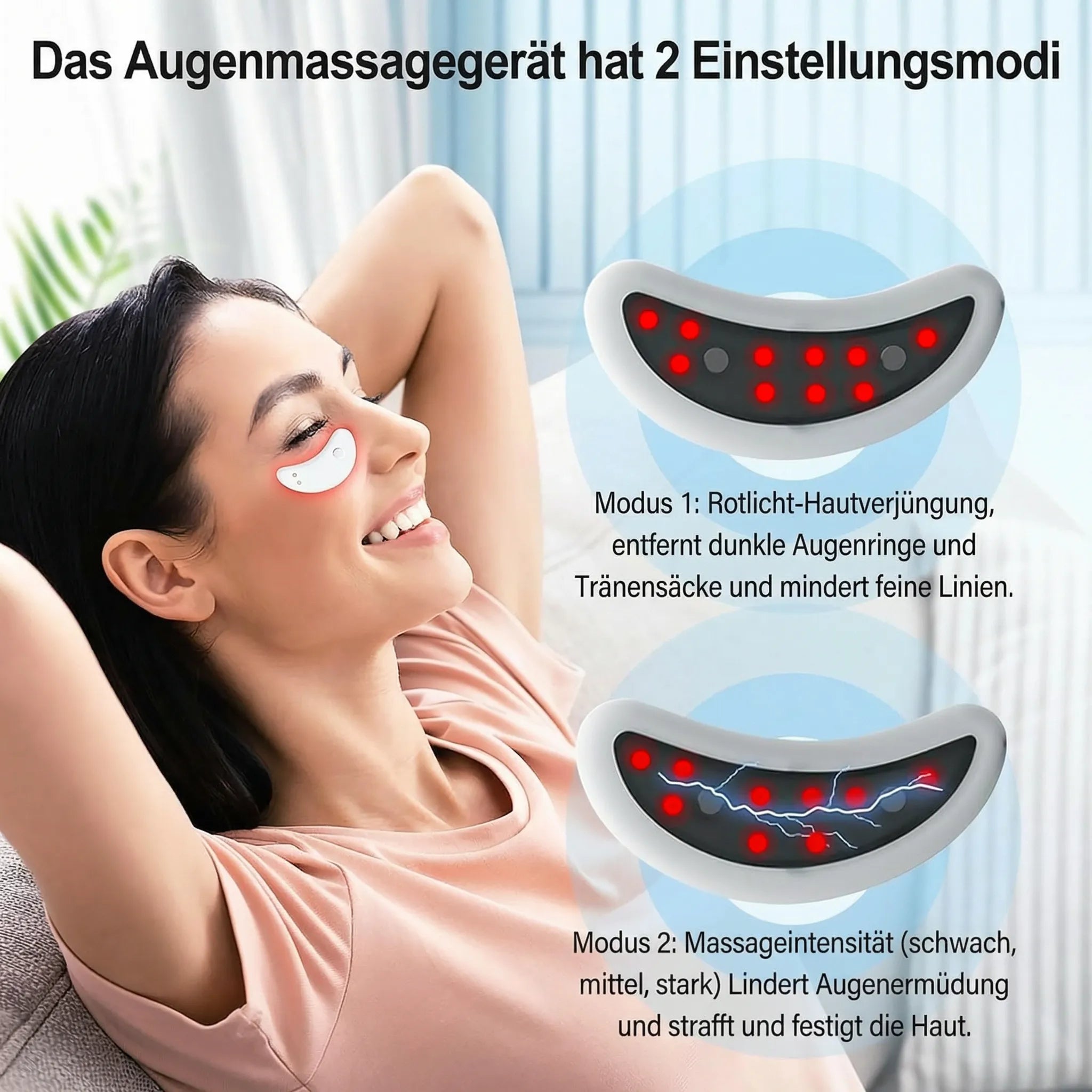 Dispositivo contro occhiaie e borse sotto gli occhi tramite terapia con luce rossa | Augenia
