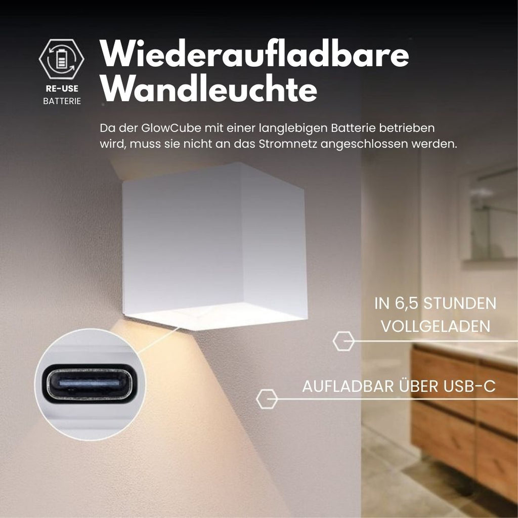 Lampada da parete senza fili per interni ed esterni | Lampada a LED con batteria e sensore | GlowCube