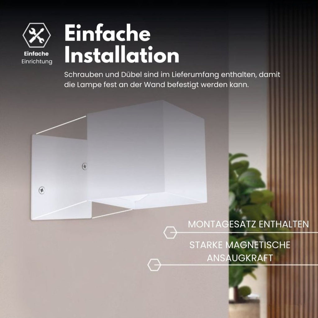 Lampada da parete senza fili per interni ed esterni | Lampada a LED con batteria e sensore | GlowCube