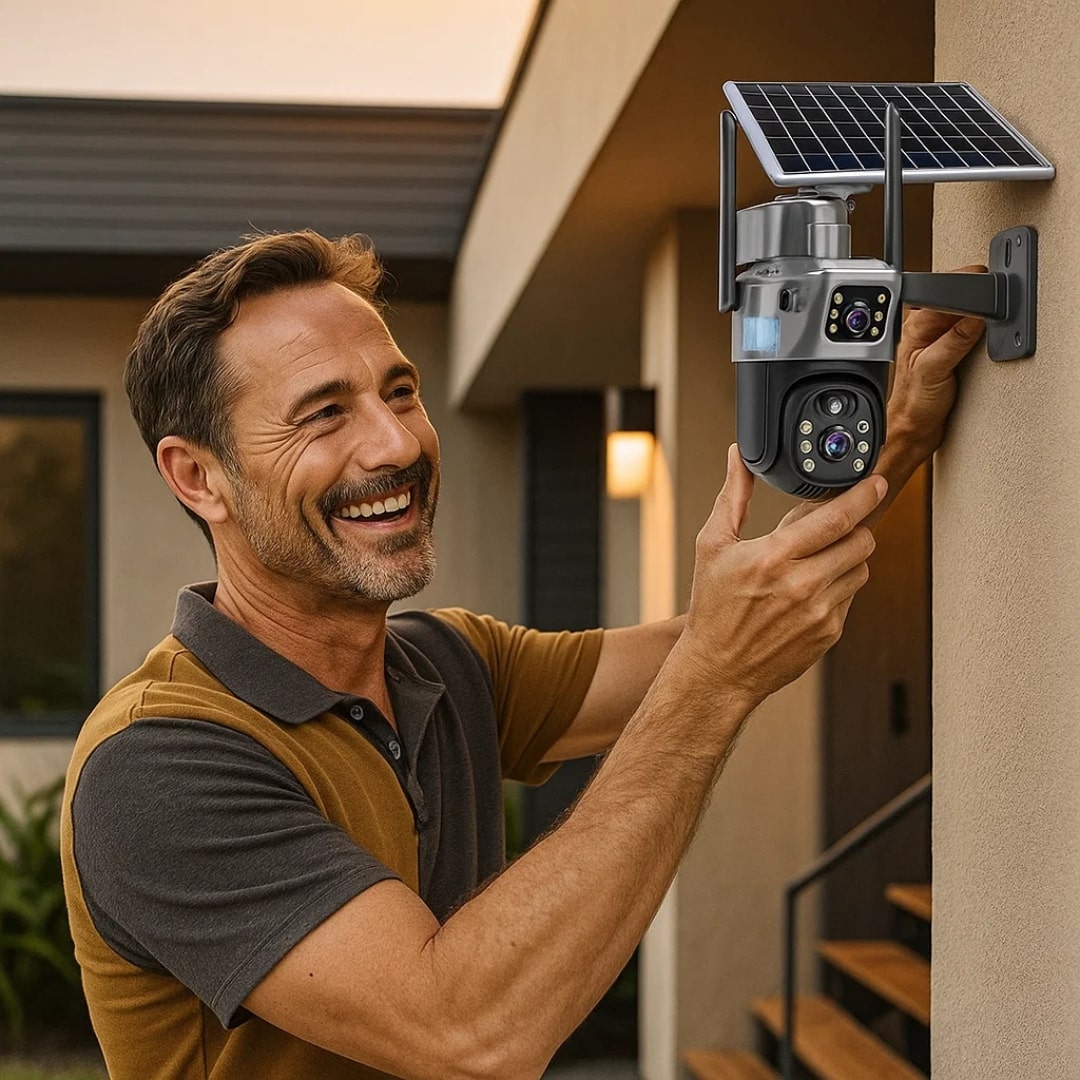 Telecamera di sorveglianza per esterni | Telecamera Wi-Fi con pannello solare | GuardVision