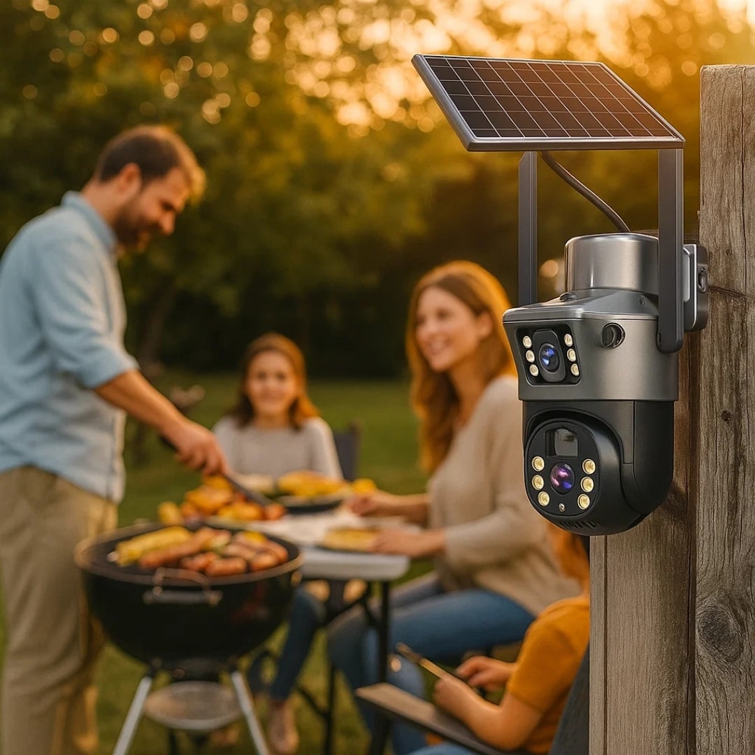 Telecamera di sorveglianza per esterni | Telecamera Wi-Fi con pannello solare | GuardVision