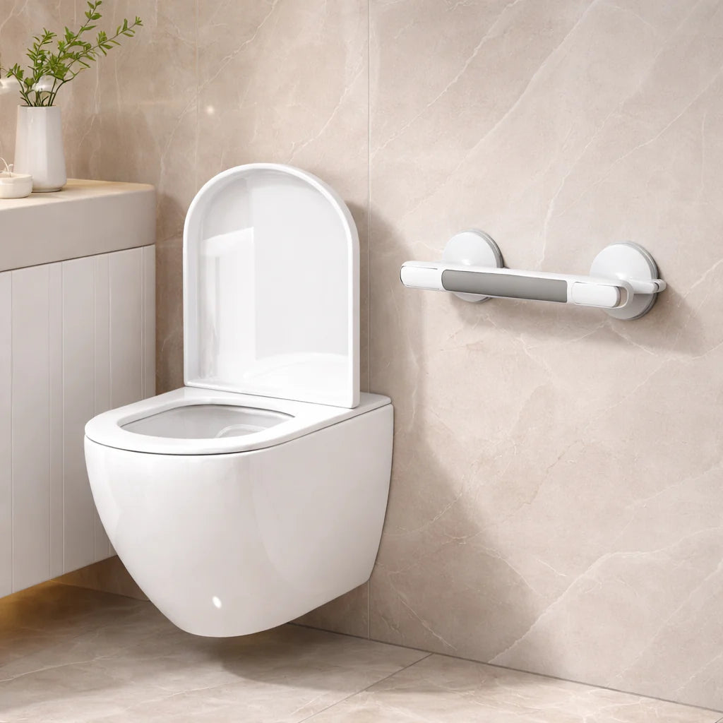 Maniglia di supporto per doccia, vasca da bagno o toilette | Maniglia a ventosa per anziani senza forare | SeniGrip
